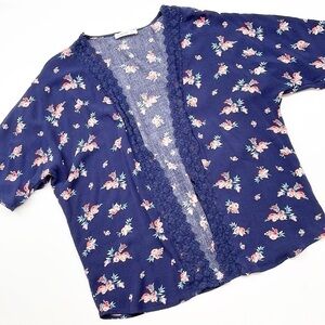 Society 212 navy blue floral print kimono